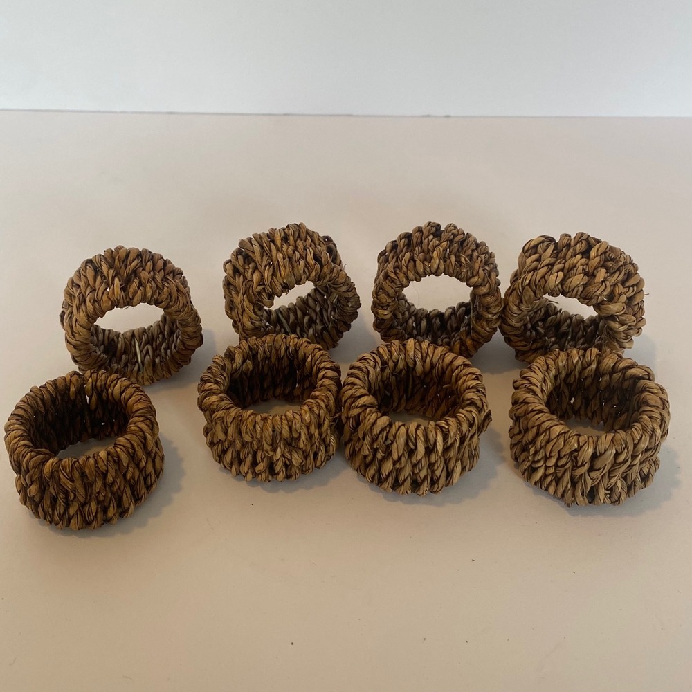 Napkin Rings Home Brown Excellent Woven Seagrass Set of 8 Rustic Boho